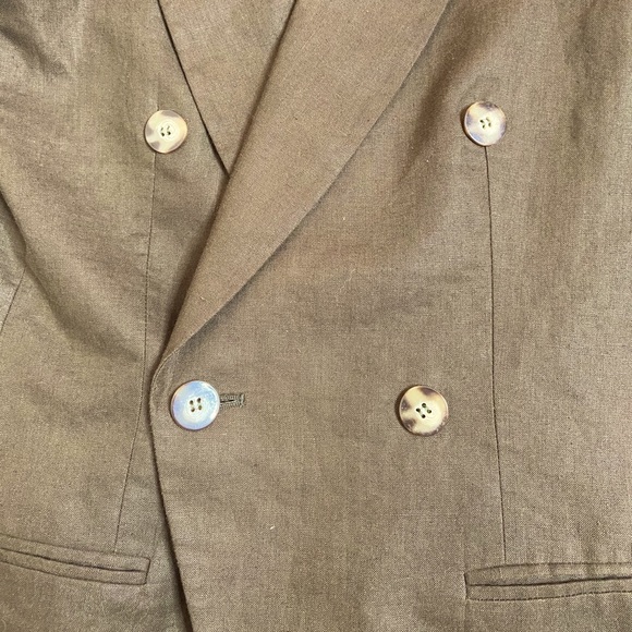 Olive Green Linen Blazer - Picture 3 of 6